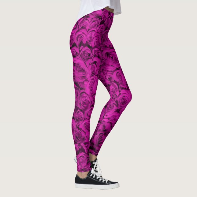 Leggings Roses Rosa Floral Girly Patrón moda Moda (Derecha)