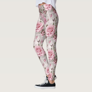 Leggings Roses rosas y mariposas color de agua