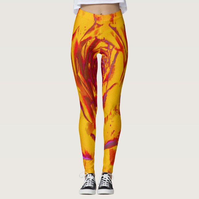 Leggings Rosette amarillo, Naranja y seda roja otoñal (Anverso)