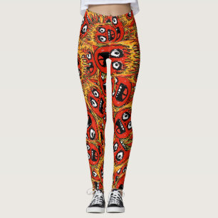 Leggings Rostros caóticos de personalizado de fuego