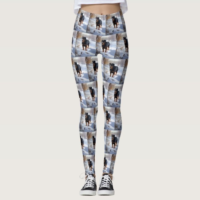 Leggings Rottweiler Deja que nieve Navidad (Anverso)