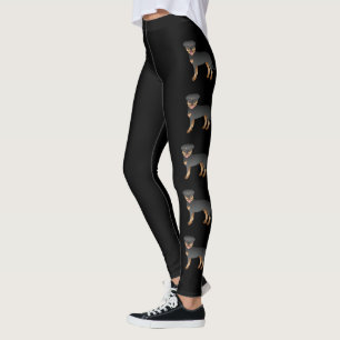 Leggings Rottweiler negro y bronceado perros de dibujos ani