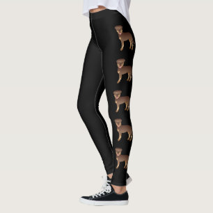 Leggings Rottweiler Rojo y Beige Perros de Dibujos Animados