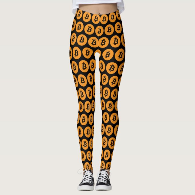 Leggings Rótulo negro fresco de la moneda de Bitcoin (Anverso)