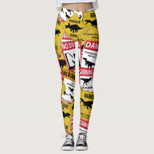 Leggings Rótulos de la precaución del dinosaurio