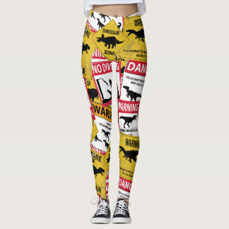 Leggings Rótulos de precaución de dinosaurios