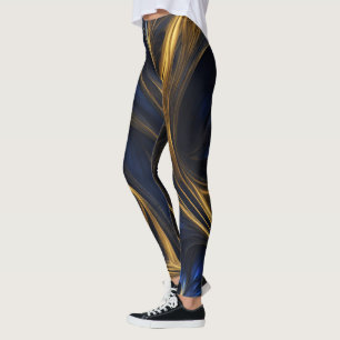 Leggings Royal Blue Gold Resumen Swirl