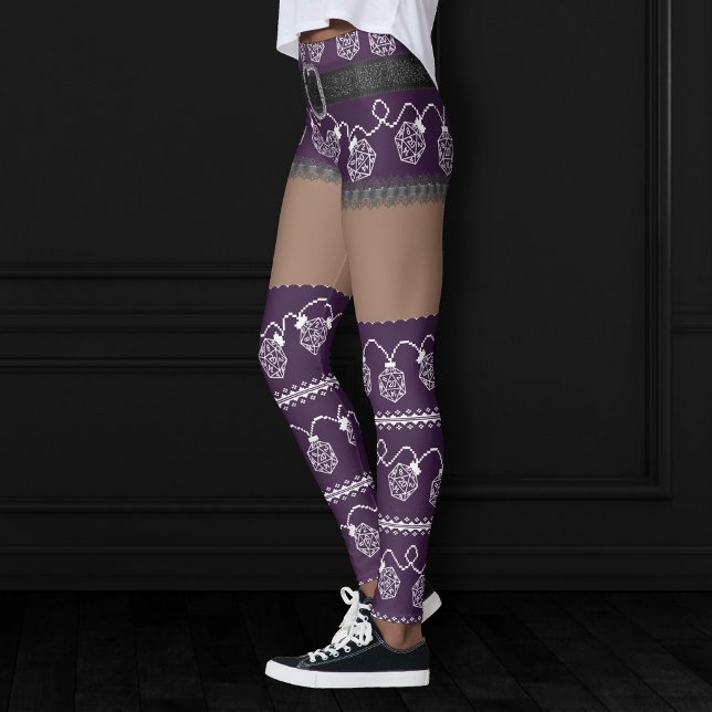 Leggings RPG Luces Purple | Retro Tabletop PnP Gamer Dice (Subido por el creador)