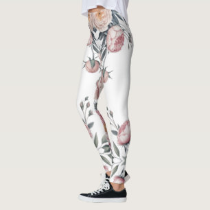 Leggings Rubor Azul Marino Rosa Pastel Floral Suave