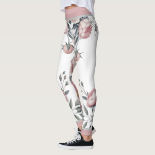 Leggings Rubor Azul Marino Rosa Pastel Floral Suave