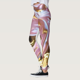 Leggings "Rubor dorado: Leggantas rosas claras con oro blan