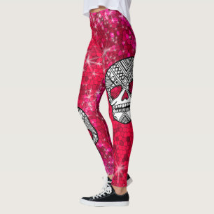 Leggings Ruby Red Diamante de imitación Purpurina secuencia
