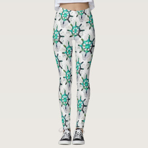 Leggings Rueda del capitán en colores del océano verde azul