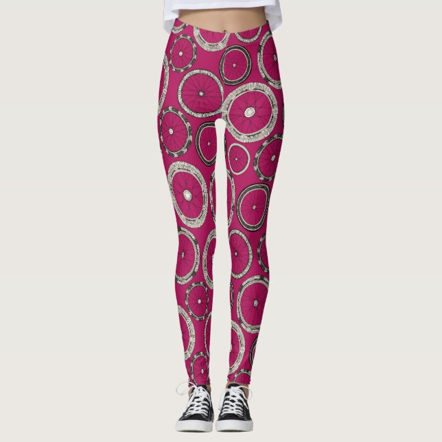 Leggings ruedas de bicicleta rosadas (Anverso)