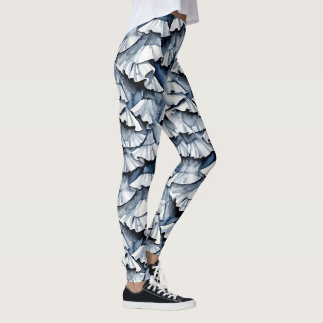 Leggings Ruffles de acuarela azul de mezclilla suave (Derecha)