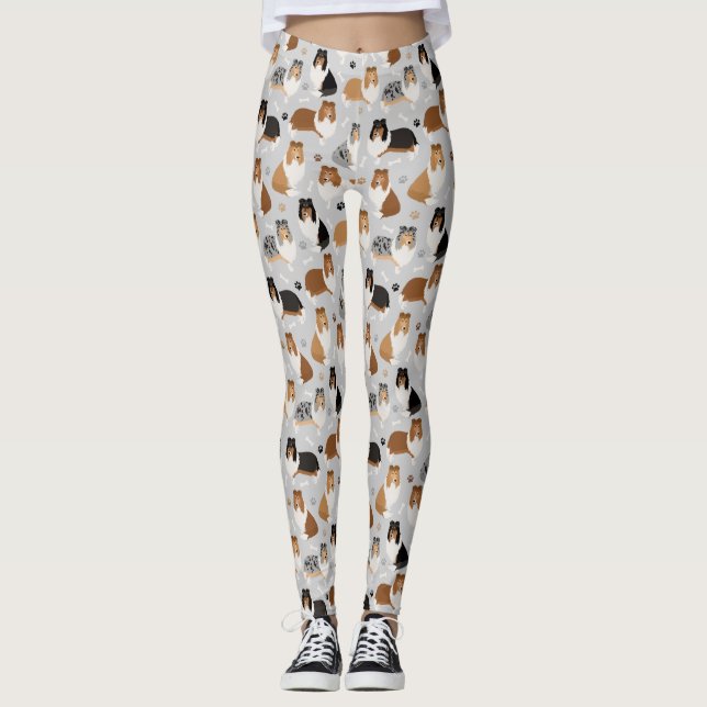 Leggings Rugosas hojas de collie y huesos (Anverso)