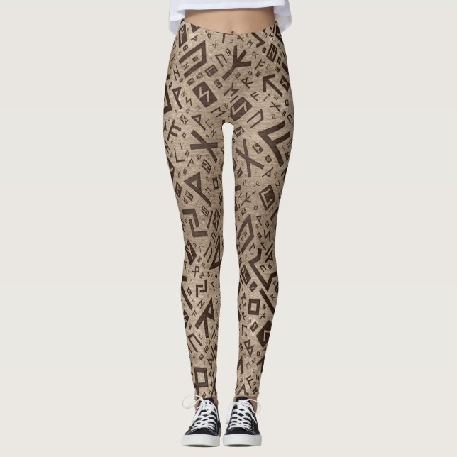 Leggings Runas más viejas - oro del modelo de Futhark (Anverso)