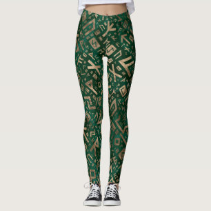 Leggings Runas más viejas - oro del modelo de Futhark en l