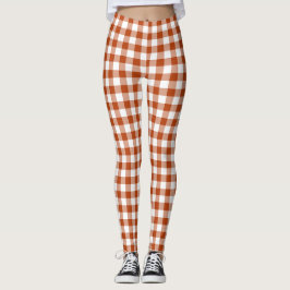 Leggings Rust Red Plaid Gingham
