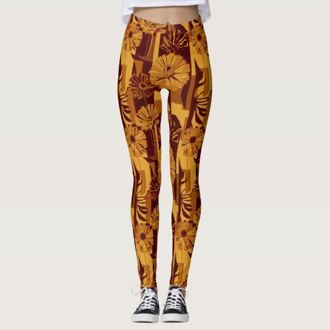 Leggings Rustic Autumn Floral Geometric Pattern (10) (Anverso)