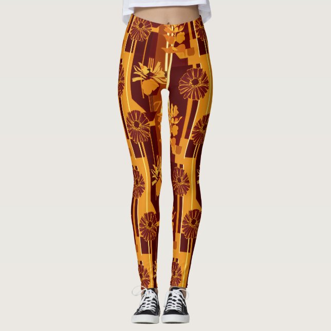 Leggings Rustic Autumn Floral Geometric Pattern (5) (Anverso)