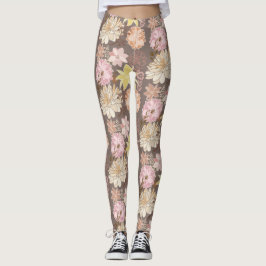 Leggings Rustic Boho Asphalt Floral Pattern