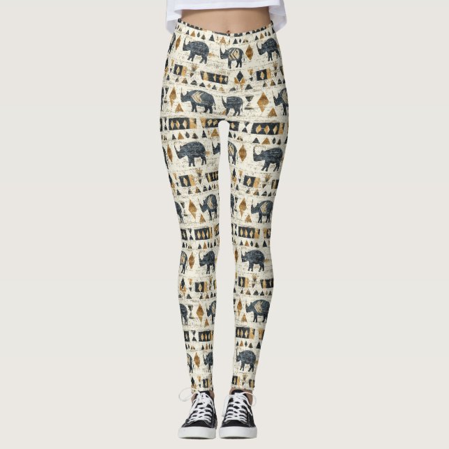 Leggings Rustic Rhino Tribal Pattern (1) (Anverso)