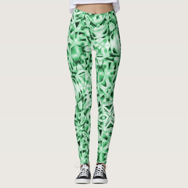Leggings Rústico o no, verde blanco raro corte entrelazado (Anverso)