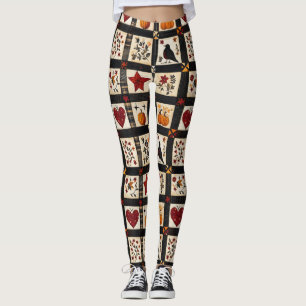 Leggings Rústico Patrón de caída Patchwork de agricultore