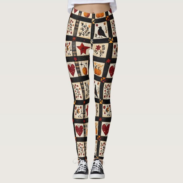 Leggings Rústico Patrón de caída | Patchwork de agricultore (Anverso)
