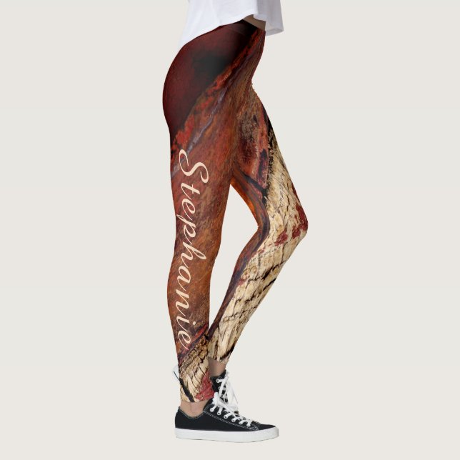 Leggings Rústico Rojo Marrón Resumen de la moda/Leggings de (Derecha)