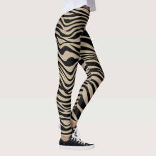 Leggings Safari de estampación de animales de caqui negro