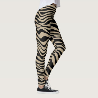 Leggings Safari de estampación de animales de caqui negro c