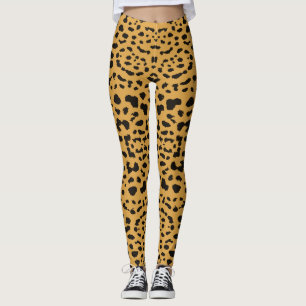 Leggings Safari de Gatos Patrón de Puntos Leopardo Negro Na