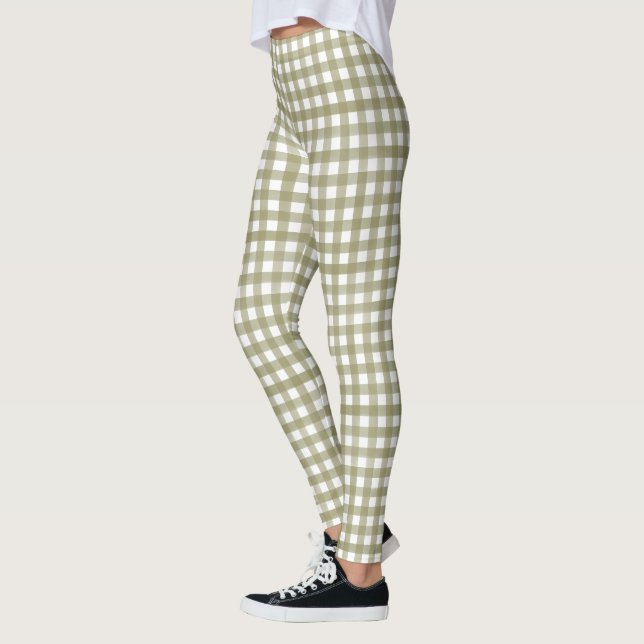 Leggings Sage Green Gingham Plaid Pattered (Izquierda)