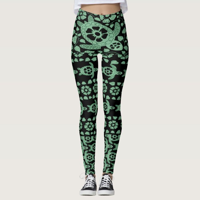 Leggings Sage Green Hawaii Sea Turtles Leggles (Anverso)