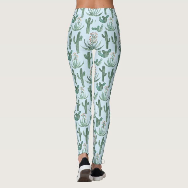 Leggings Saguaro Cactus Suculum Deert Watercolor (Reverso)