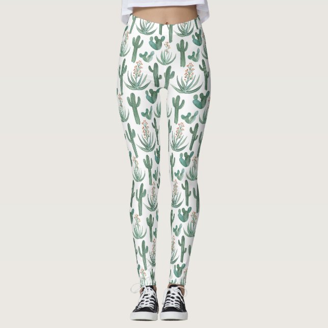 Leggings Saguaro Cactus Suculum Deert Watercolor (Anverso)