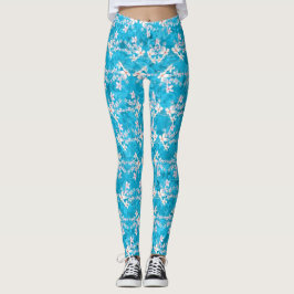 Leggings Sakura japonesa elegante con motivos azules