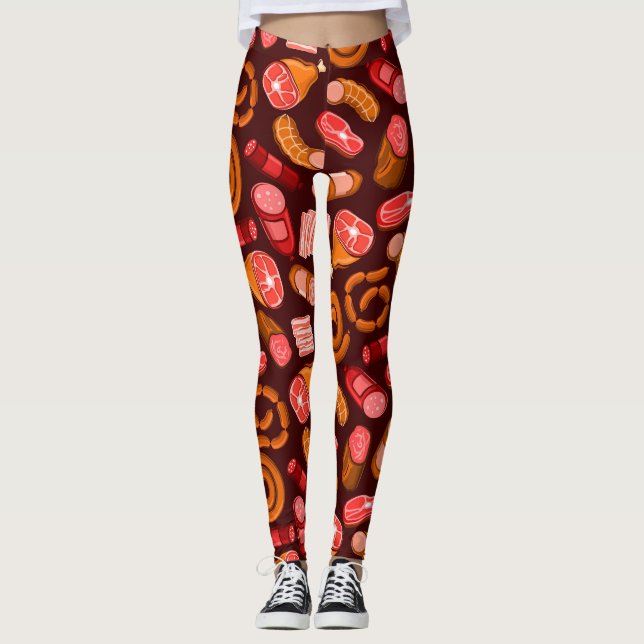 Leggings Salchicha y patrón de carne (Anverso)