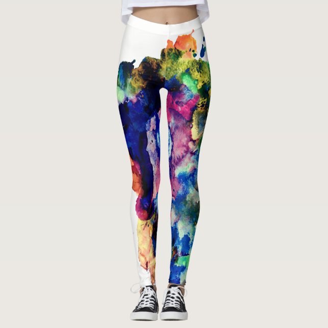Leggings Salpicadura abstracta de moda colorida de la (Anverso)