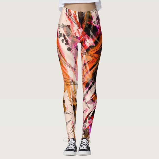 Leggings salpicadura acuarela, fondo abstracto vintage. (Anverso)