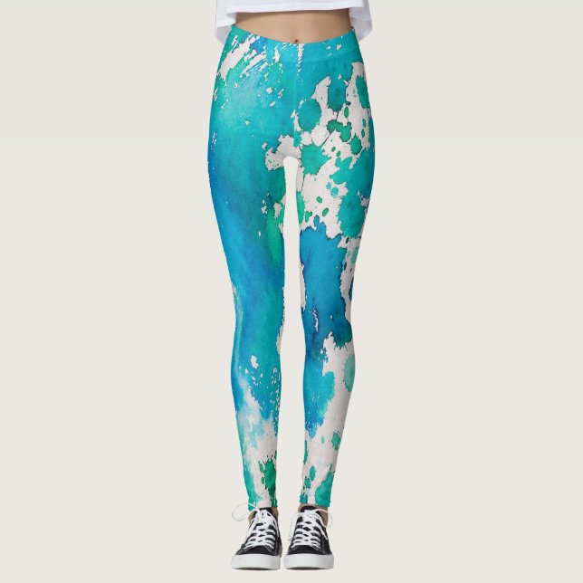 Leggings salpicaduras de color azul blanco (Anverso)