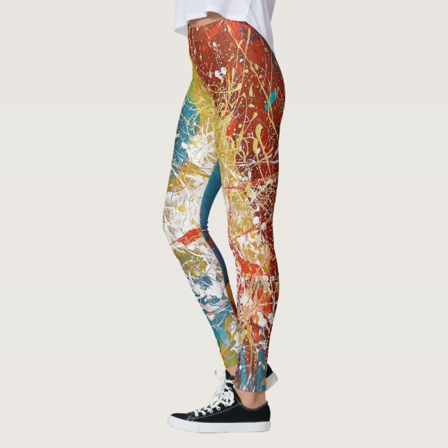 Leggings salpicaduras de pintura abstracta moderna (Izquierda)