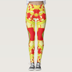 Leggings Salsa de tomate abstracta amarilla roja mancha