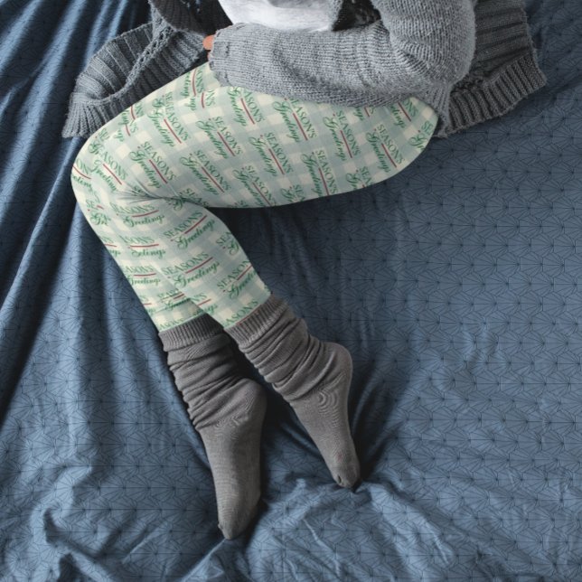 Leggings Saludos de temporada a los Navidades de Gingham (Subido por el creador)