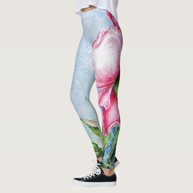 Leggings Salvaje como una acuarela floral roja de rosa  (Izquierda)