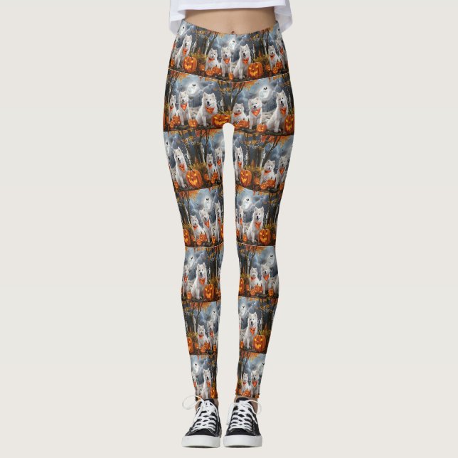 Leggings Samoyed Halloween Espeluznante (Anverso)