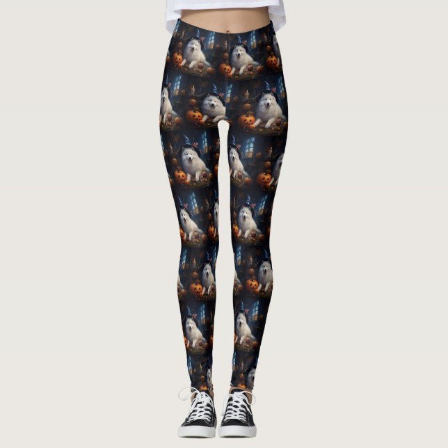Leggings Samoyed Pumpkins Halloween Scary (Anverso)