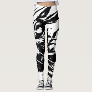 Leggings Samurai Bunny Black Ink Warrior Rabbit